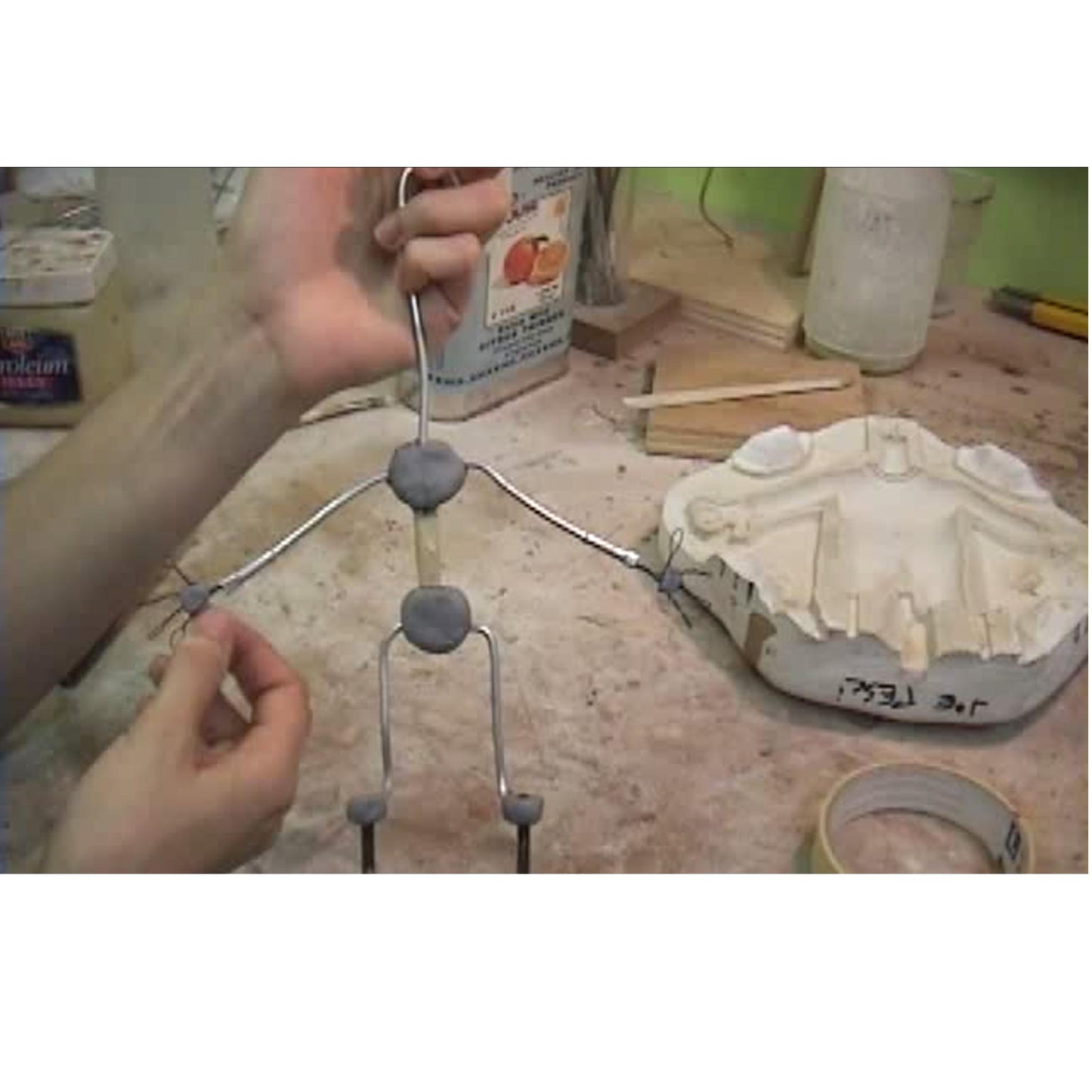 Kathi Zung starts the aluminum wire armature construction.
