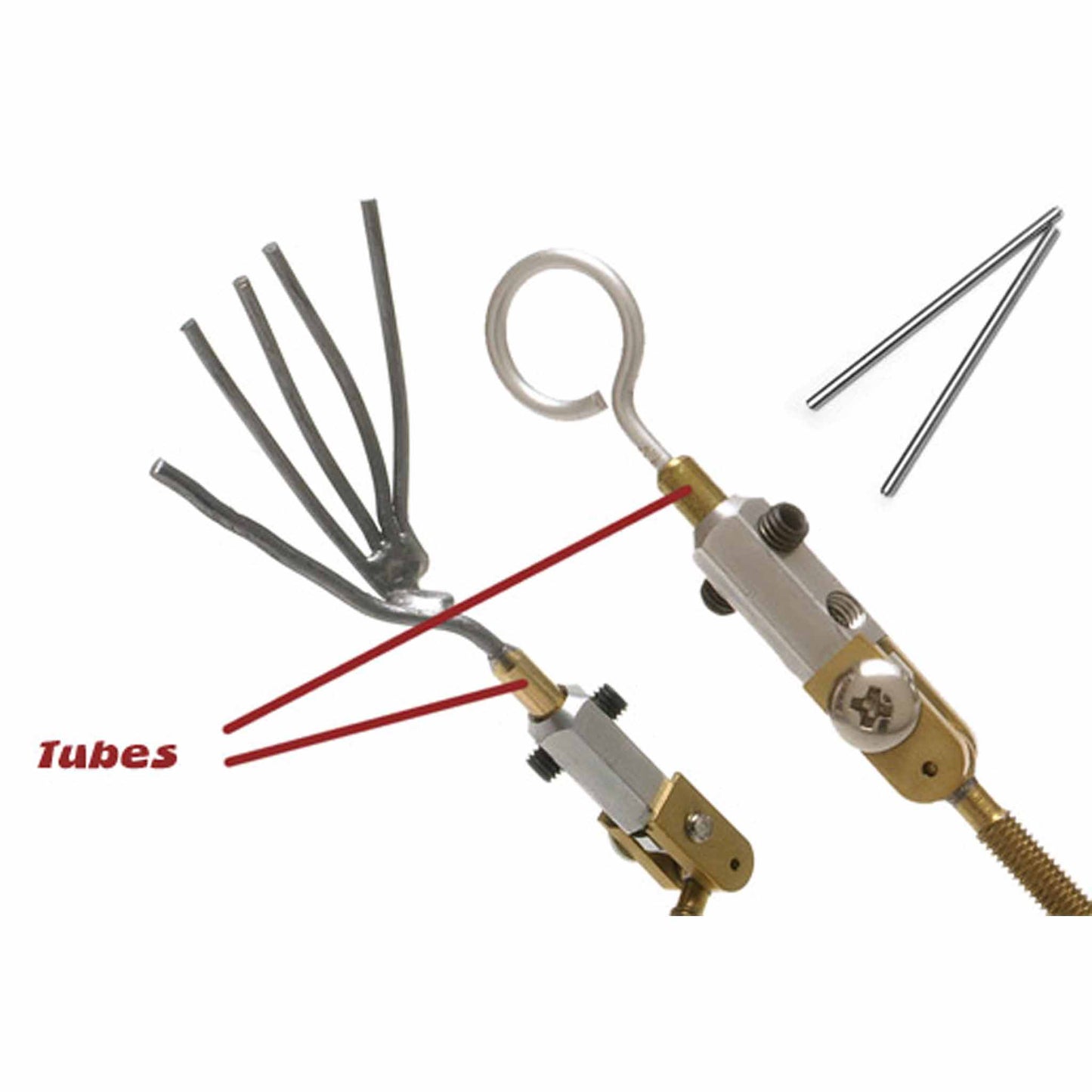 These are two wrists showing where to insert the two Armabenders 1 Armature Kit Aluminum Arm Tubes