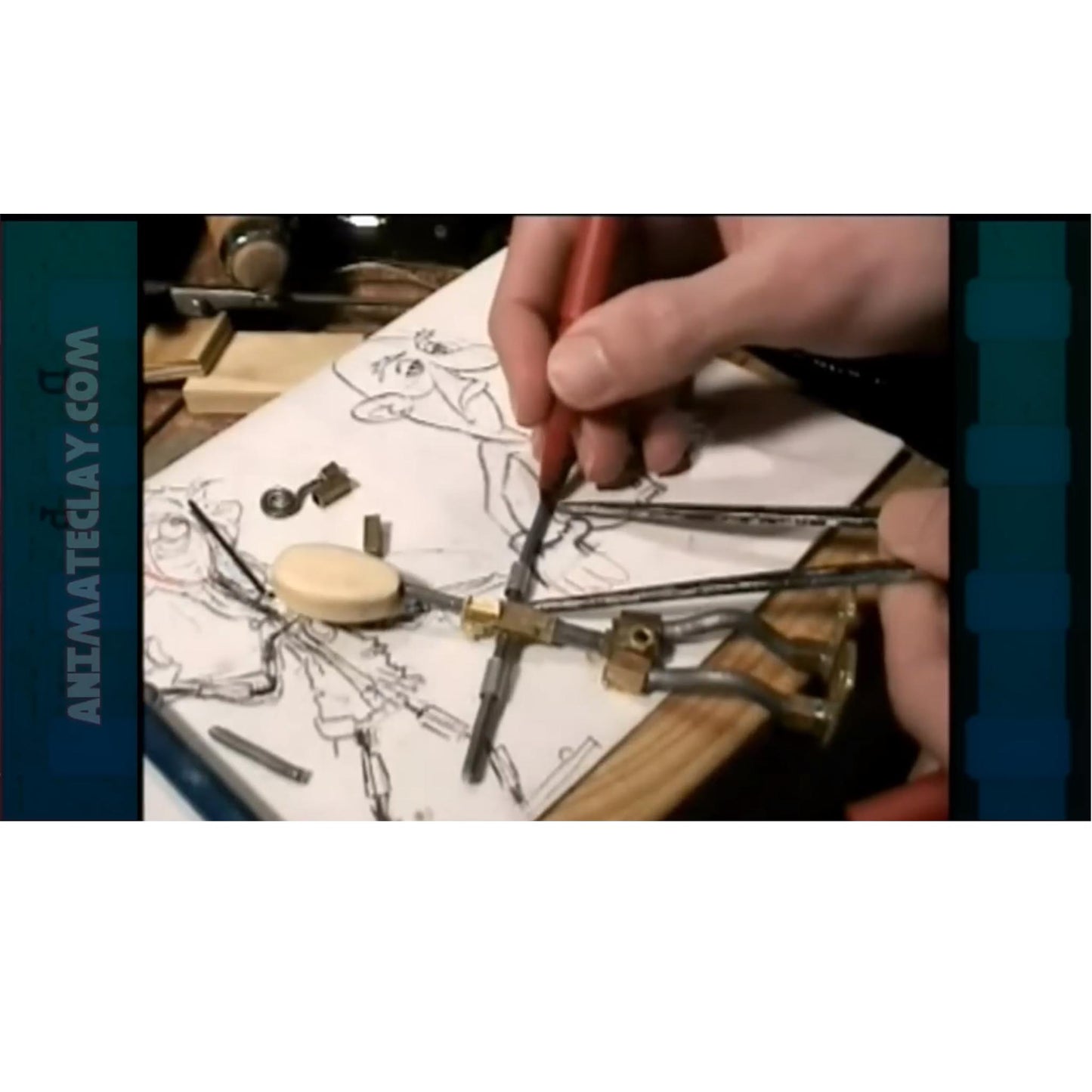 Marc shows the lead wire and brass tube armature progress.