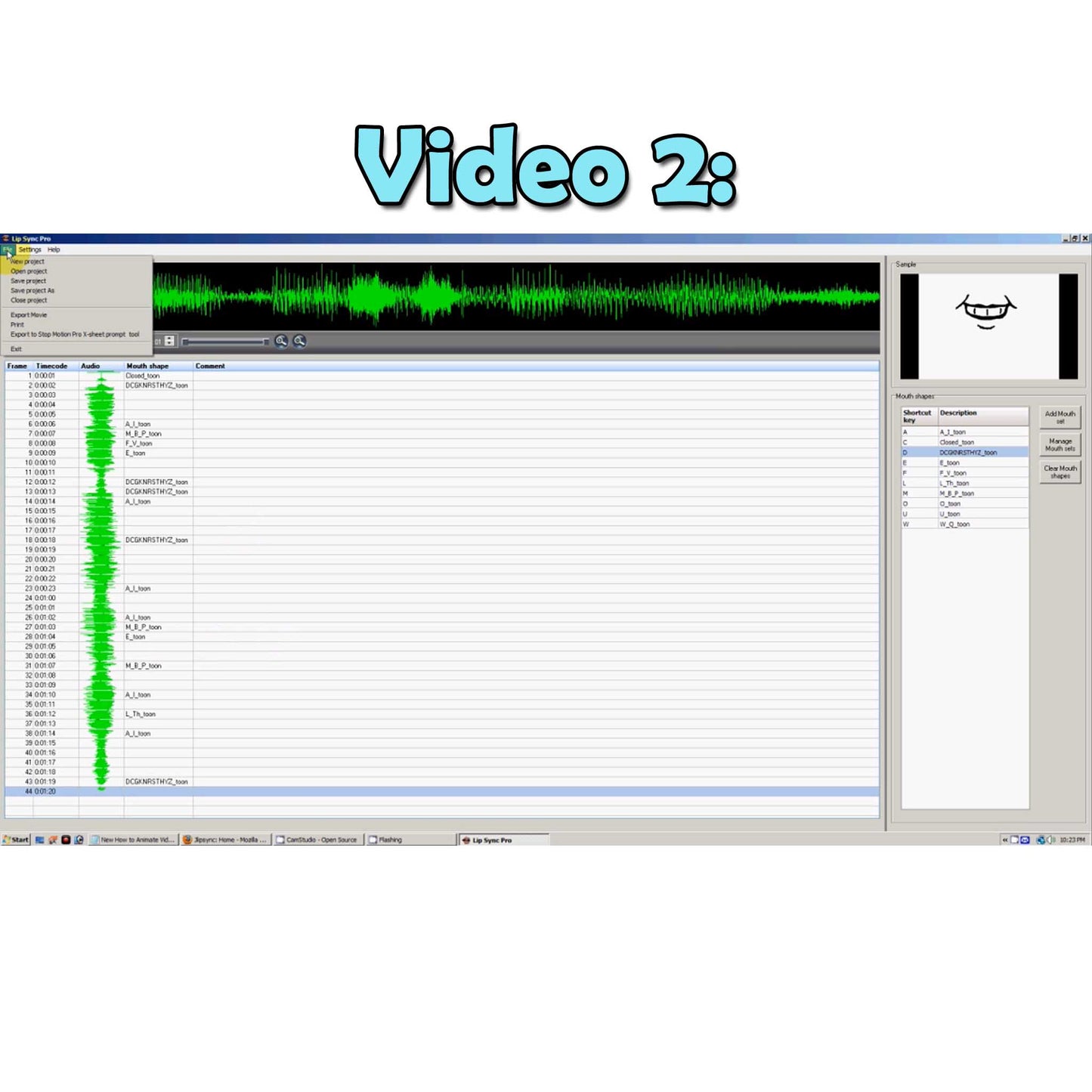 Video 2 of Lip Sync Pro which breaks down your puppets dialoge for animation purposes.