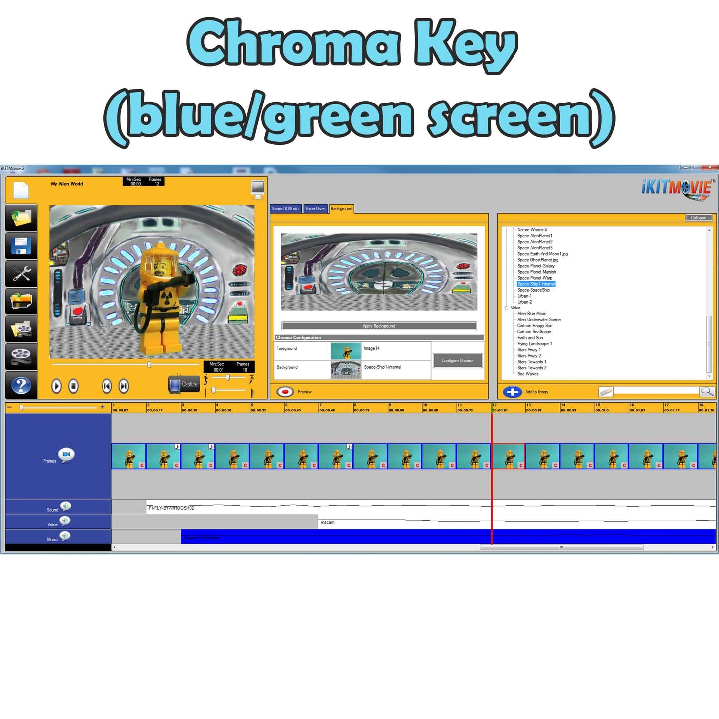 iKITMovie Full Feature Stop Motion Capture Software Green and Blue Screen Capabilities