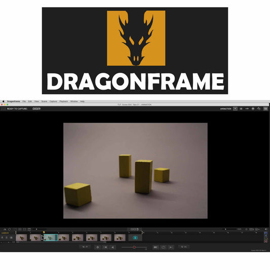 Dragonframe stop motion animation capture software logo and interface