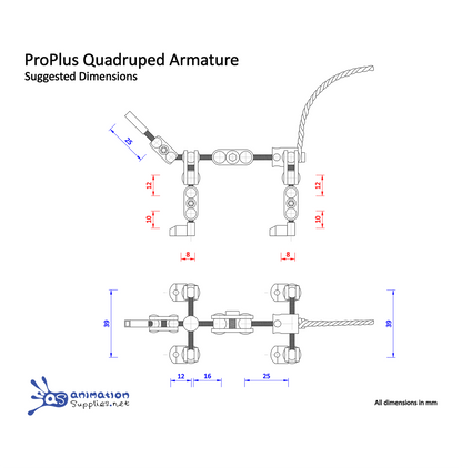 AS Quadruped Stop Motion Armature Kit Schematic