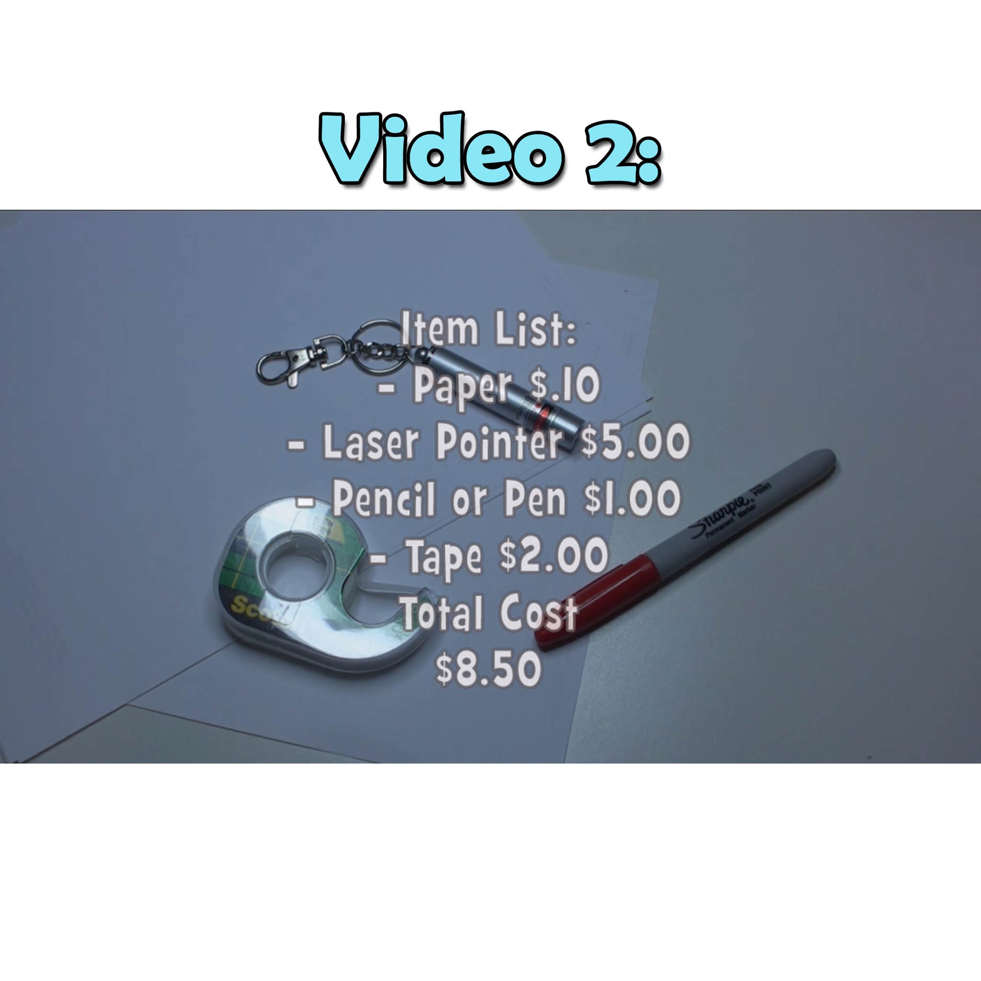 Video 2 of item lists needed to animate your camera on a low budget.