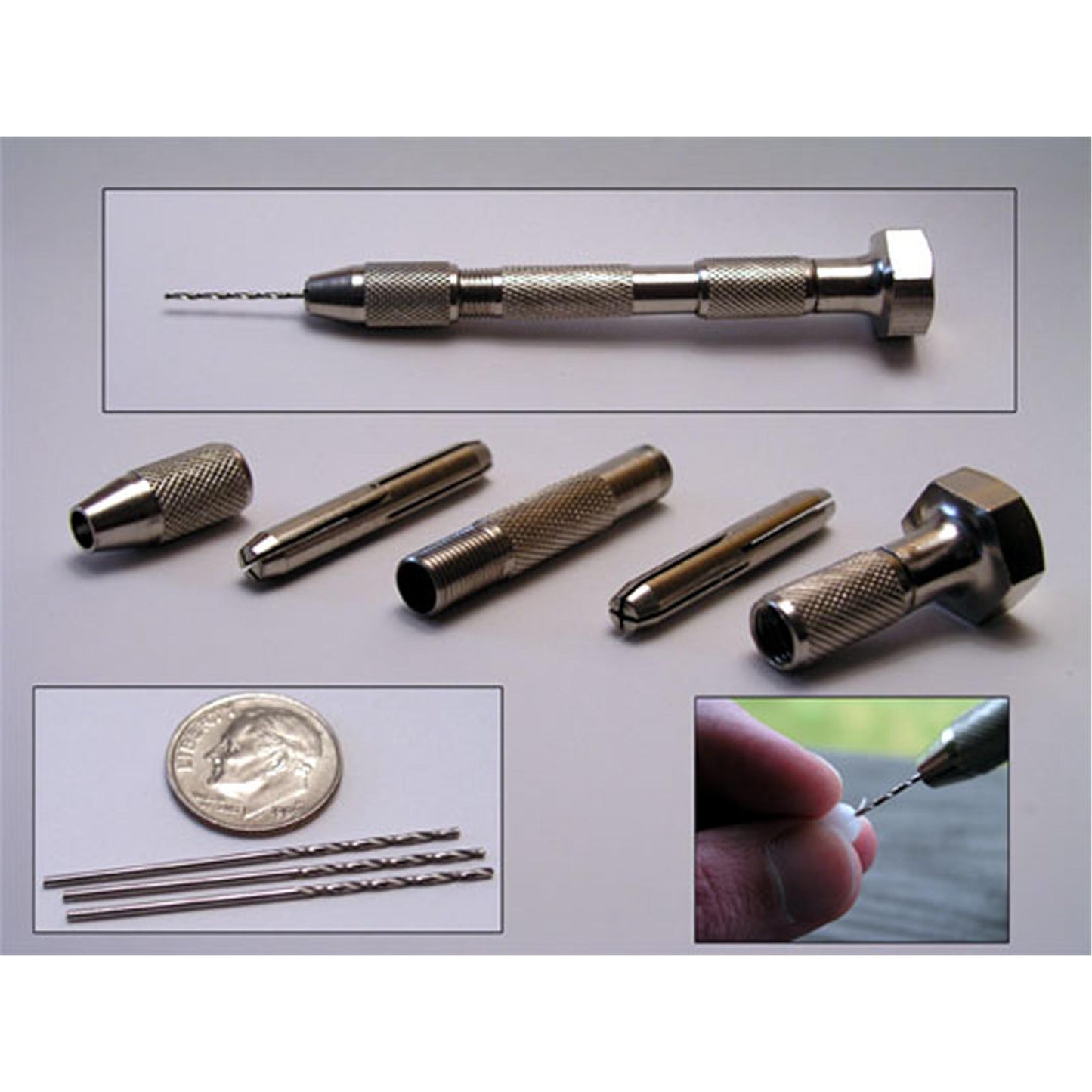 Pin Vice Drill Kit and Three 1mm Drill Bits