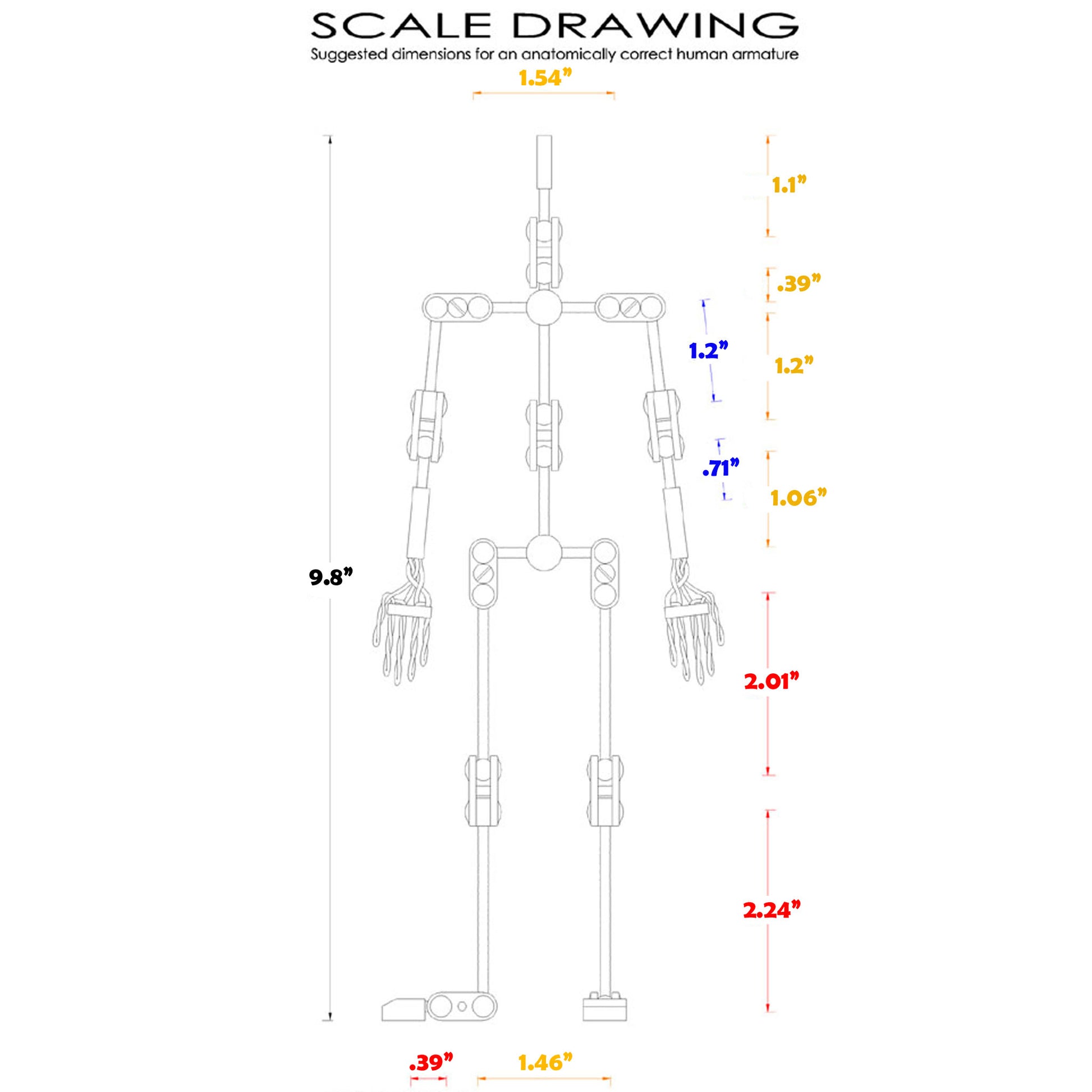 AS Professional Armature Kit Measurement Diagram